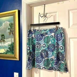 NWOT Bermuda Sands Polyester & Spandex Blue, White & Green Golf Athletic Skort